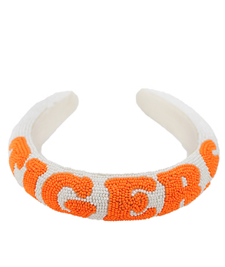 WHITE AND ORANGE TIGERS SEEDBEAD HEADBAND-Sissy Boutique-Sissy Boutique