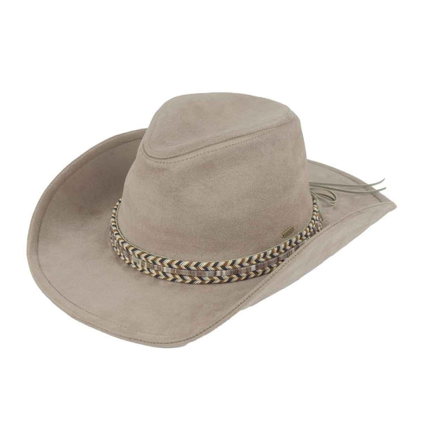 C.C. ANASTASIA SUADE COWBOY HAT GRAY WITH MULTI THREAD TRIM-Sissy Boutique-Sissy Boutique
