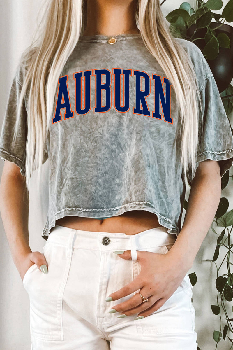 AUBURN PUFF GREY MINERAL GRAPHIC LONG CROP TEE-Rustee Clothing-Sissy Boutique