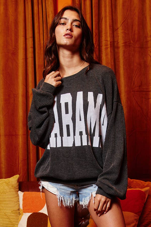 Alabama Comfy Corded Oversize Graphic Pullover/Sweatshirt BUCKETLIST