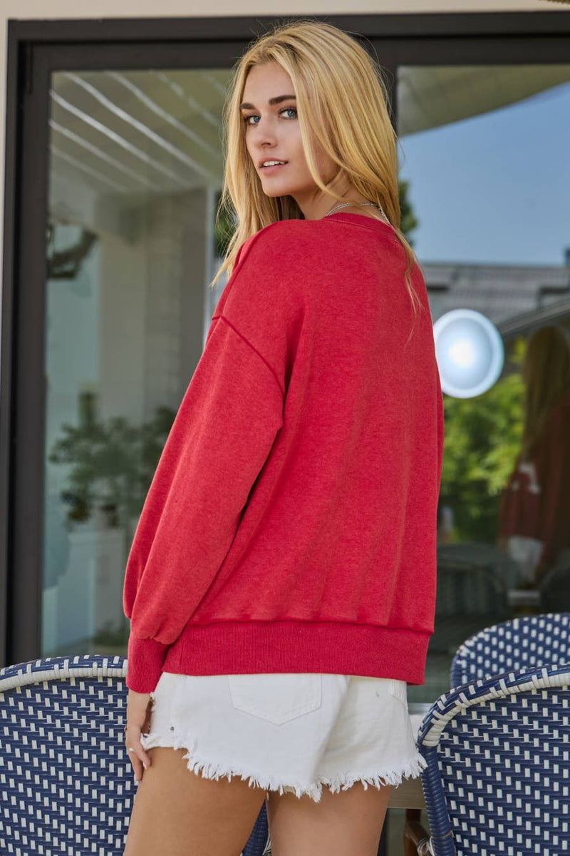 Buy ACID WASHED DARK RED SWEATSHIRT 'A' LOGO ON TOP Online | Sissy