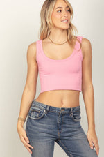PINK SOFT STRETCHY CREW NECK SLEEVELESS CROP KNIT TOP-VERY J / LOVE RICHE-Sissy Boutique