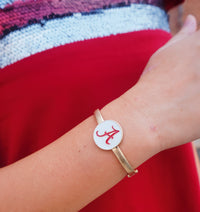 ALABAMA CRIMSON TIDE ENAMEL STATEMENT HINGE BANGLE IN WHITE | CANVAS Style