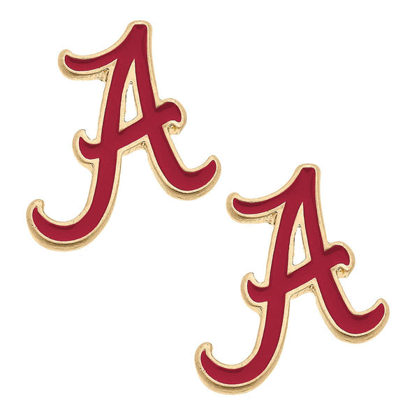 Alabama Crimson Tide Enamel Stud Earrings in Crimson | Canvas Style