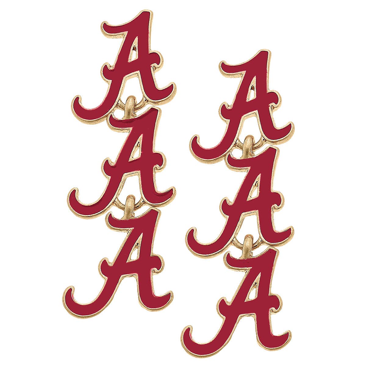 Alabama Crimson Tide Triple Drop Enamel Earrings in Crimson | Canvas Style