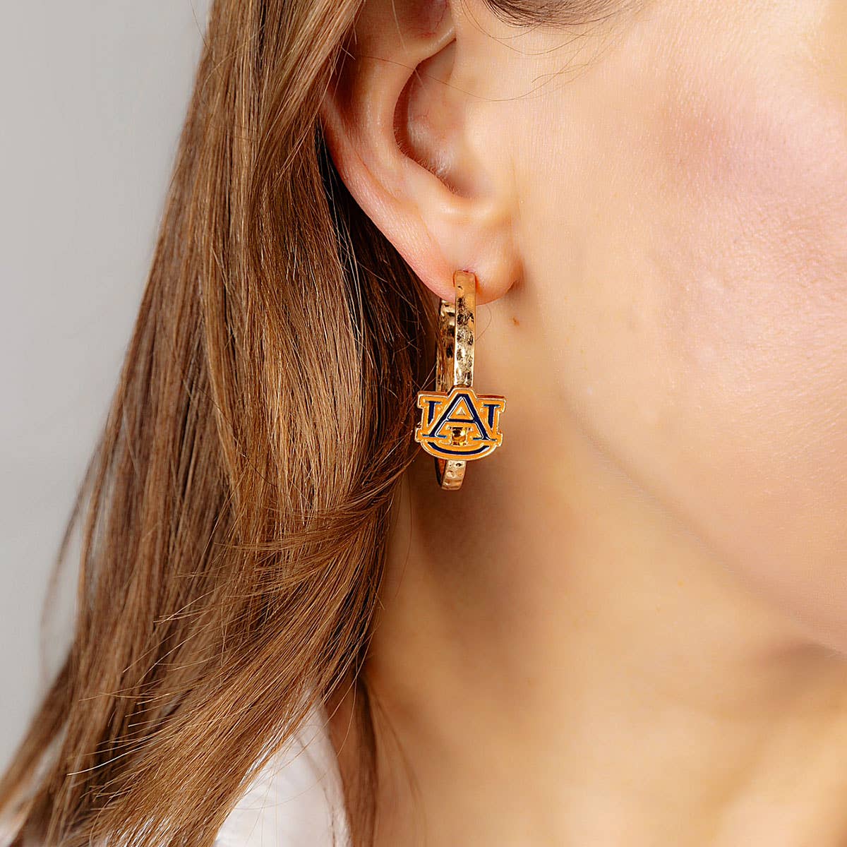 Auburn Tigers Enamel Logo Hoop Earrings in Navy/Burnt Orange | Canvas Style