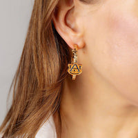 Auburn Tigers Enamel Logo Hoop Earrings in Navy/Burnt Orange | Canvas Style