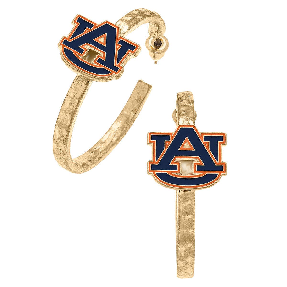 Auburn Tigers Enamel Logo Hoop Earrings in Navy/Burnt Orange | Canvas Style