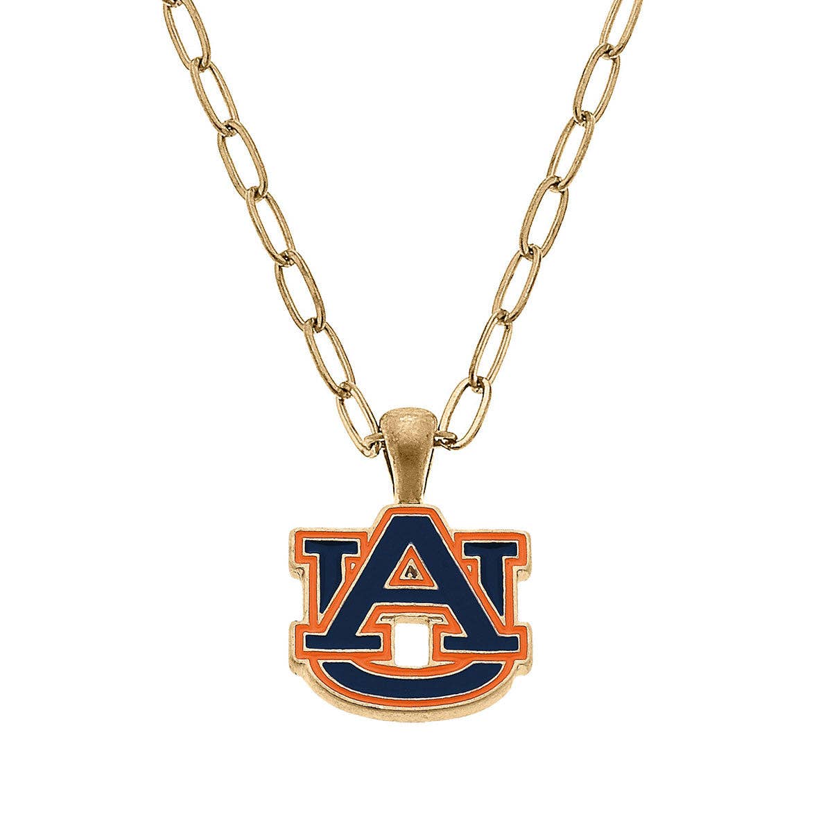 Auburn Tigers Enamel Pendant Necklace in Navy/Burnt Orange | Canvas Style