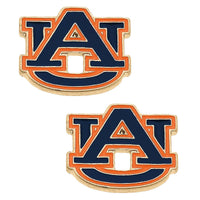 Auburn Tigers Enamel Stud Earrings in Burnt Navy/Orange | Canvas Style