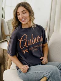 Auburn Tigers Established Bows Navy Comfort Colors Tee | LivyLu