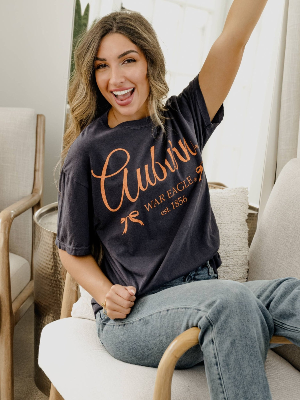 Auburn Tigers Established Bows Navy Comfort Colors Tee | LivyLu