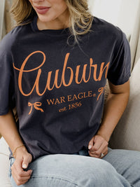 Auburn Tigers Established Bows Navy Comfort Colors Tee | LivyLu