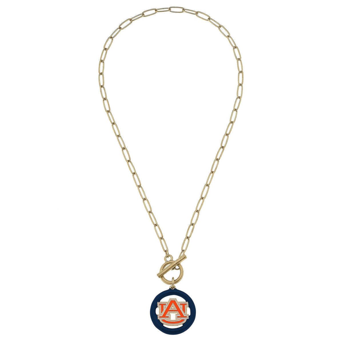 Auburn Tigers Logo Enamel T-Bar Necklace | Canvas Style