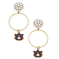 Auburn Tigers Pearl Cluster Enamel Hoop Earrings | Canvas Style