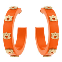 Auburn Tigers Resin Logo Hoop Earrings in Burnt Orange | Canvas Style