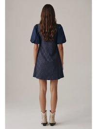 Aegean Wild Navy Leopard Print Puff Sleeve Mini Dress | Meetmeinsantorini