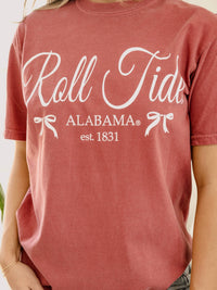 Bama Established Bows Crimson Comfort Colors Tee | LivyLu