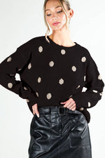 Black Sweater with Gold Dots Vine & Love