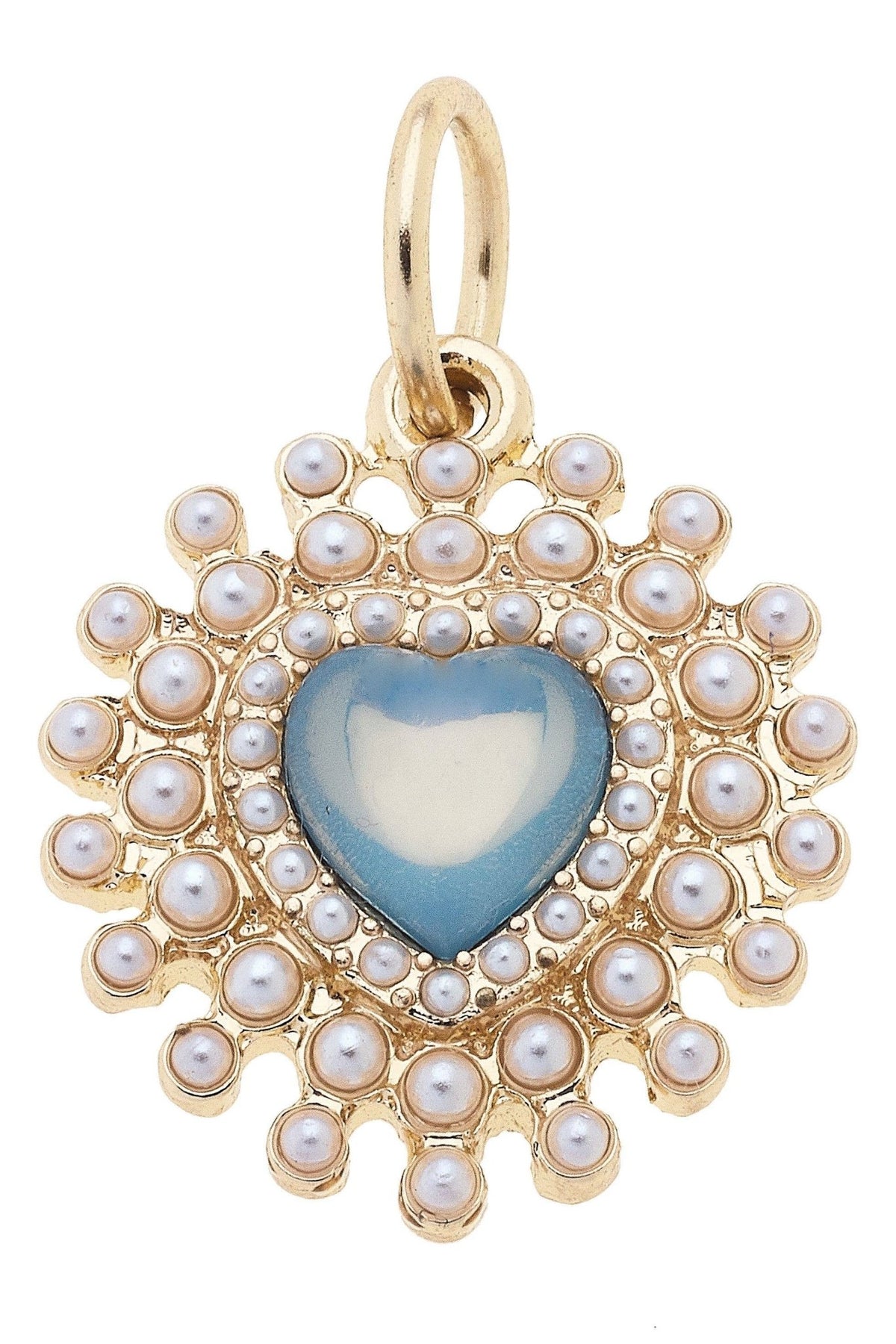Bejeweled Pearl Heart Charm in Turquoise & White | Canvas Style