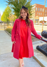 Red Satin Tied Sleeves Dress | Cezele