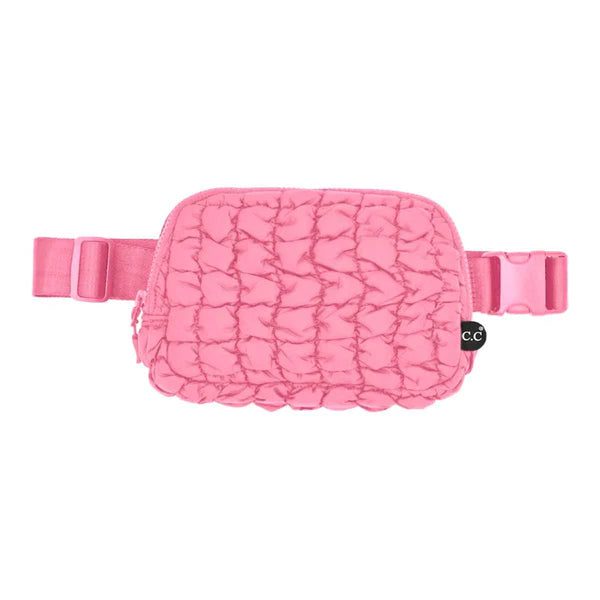C.C PINK PUFFER QUILTED FANNY PACK-Sissy Boutique-Sissy Boutique