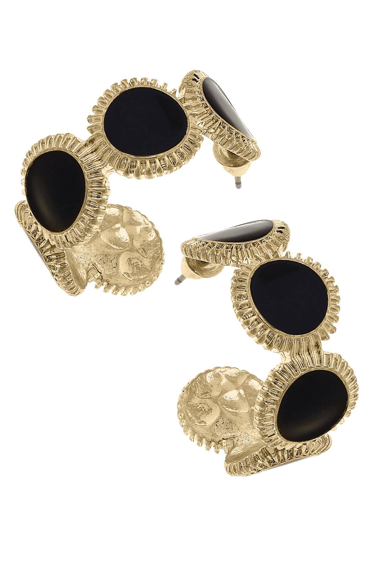 Bianca Fluted Enamel Disc Hoop Earrings | Canvas Style