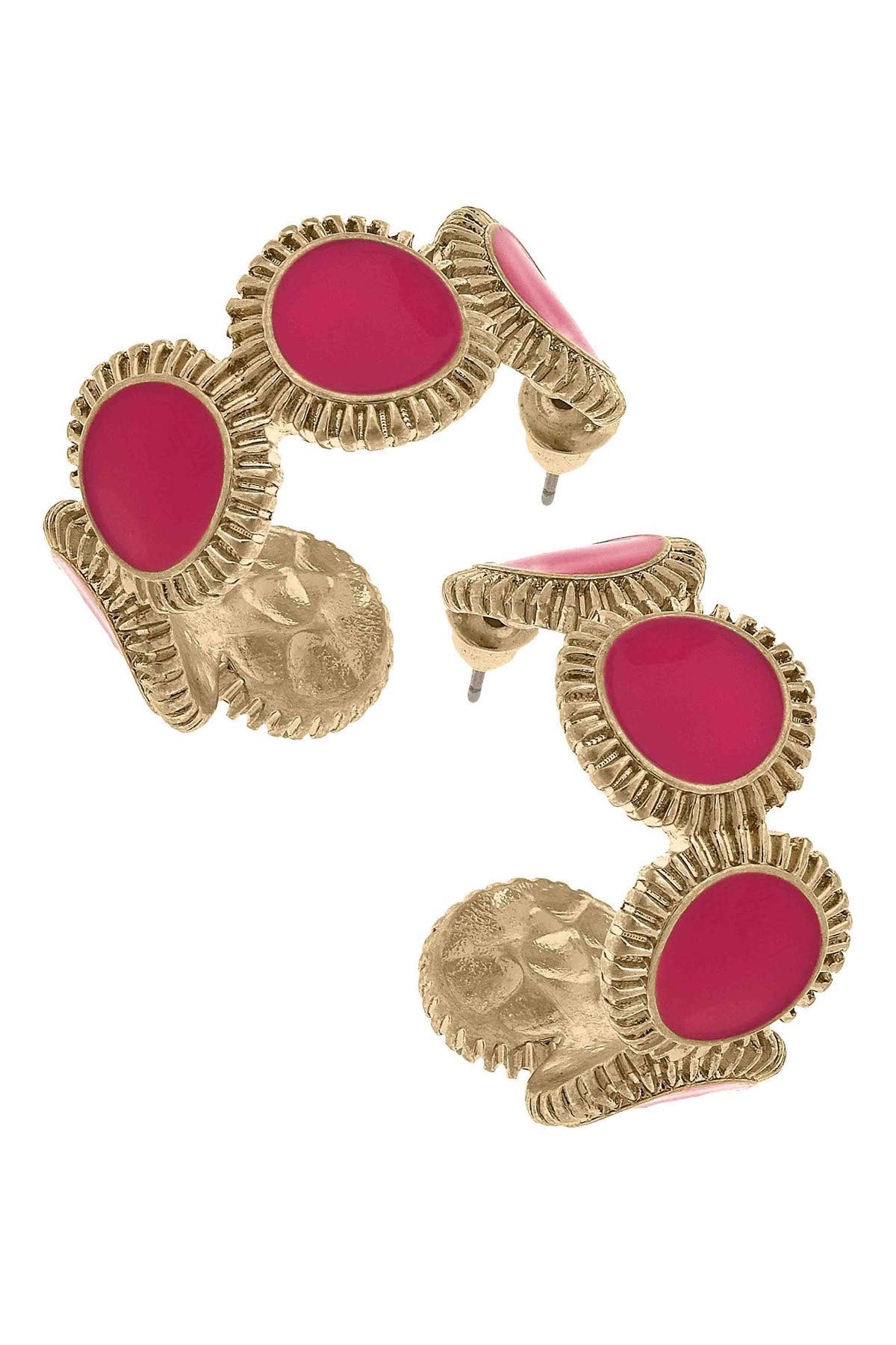 Bianca Fluted Enamel Disc Hoop Earrings | Canvas Style