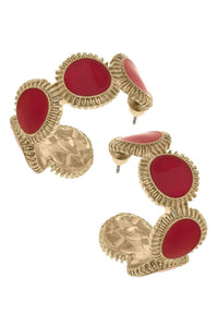 Bianca Fluted Enamel Disc Hoop Earrings | Canvas Style