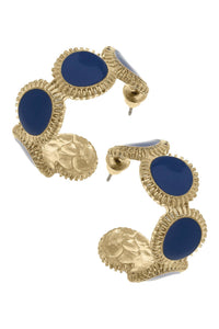 Bianca Fluted Enamel Disc Hoop Earrings | Canvas Style