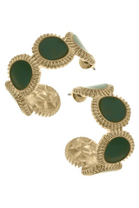 Bianca Fluted Enamel Disc Hoop Earrings | Canvas Style