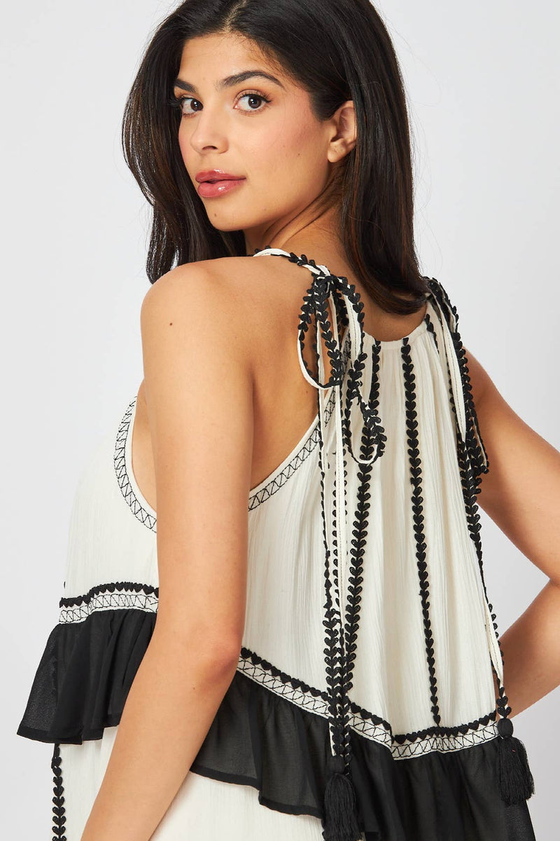 black and white color block maxi dress Black and White Tiered Striped Halter Color Block Maxi Dress