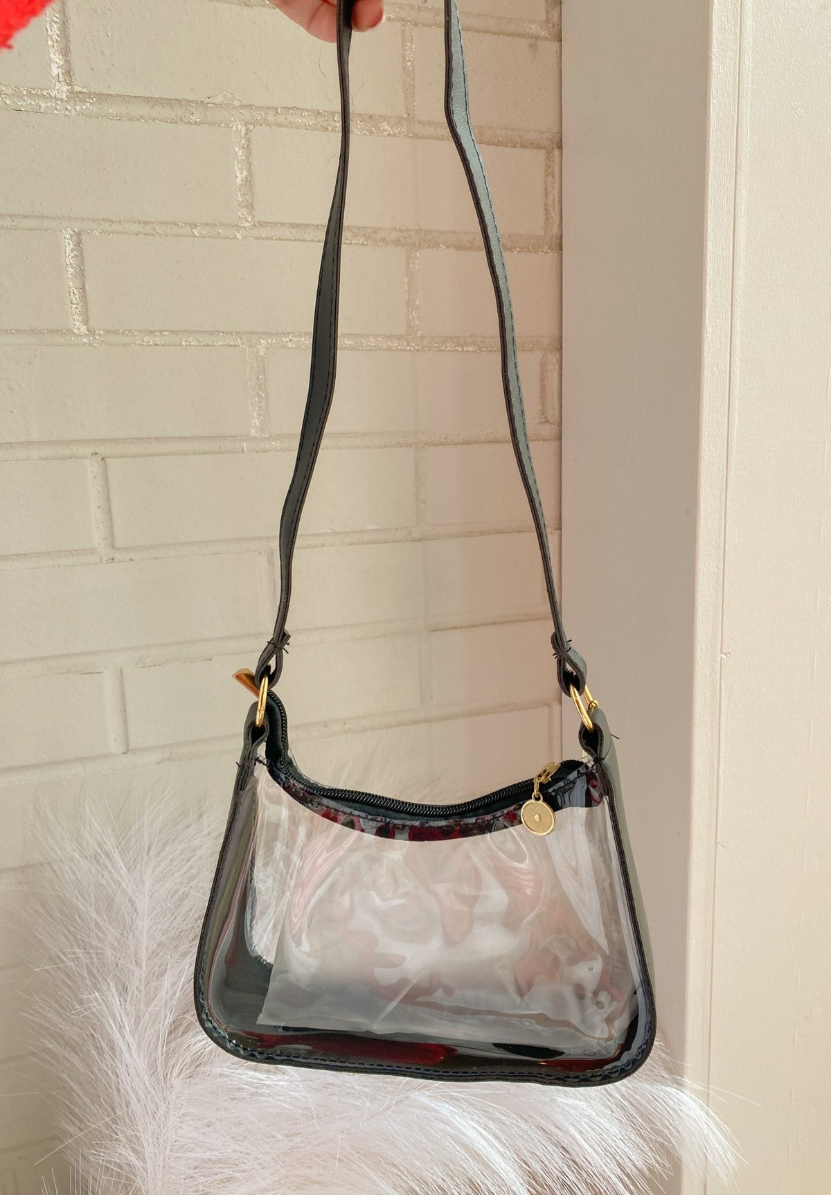 Black Clear Purse With Gold Accents | Sissy Boutique