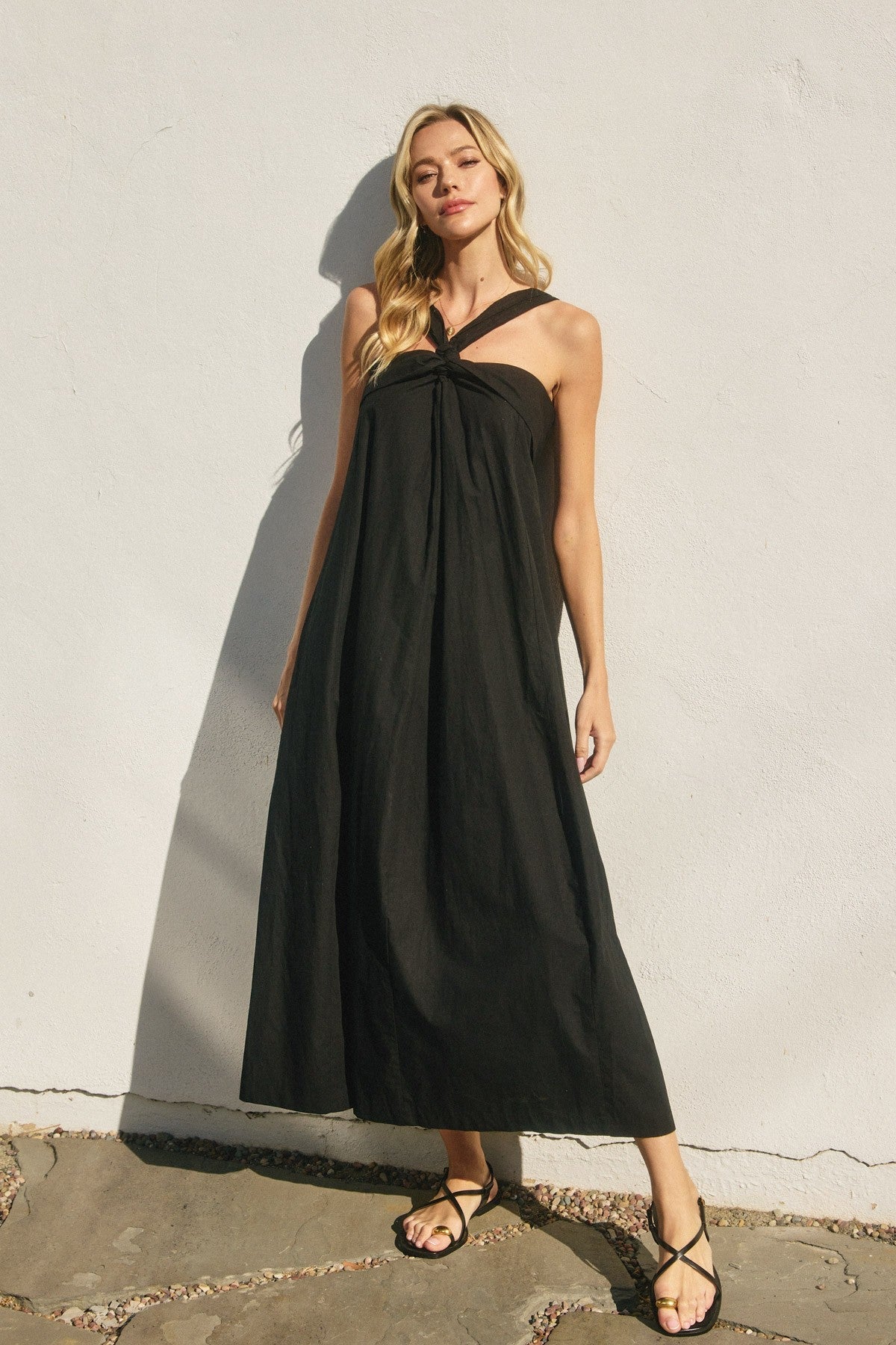 Black Cotton Halter Neck Maxi Dress Large Black Cotton Halter Neck Maxi Dress Large