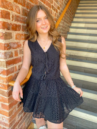 Black Eyelet Tie Front Vest Top | So Me