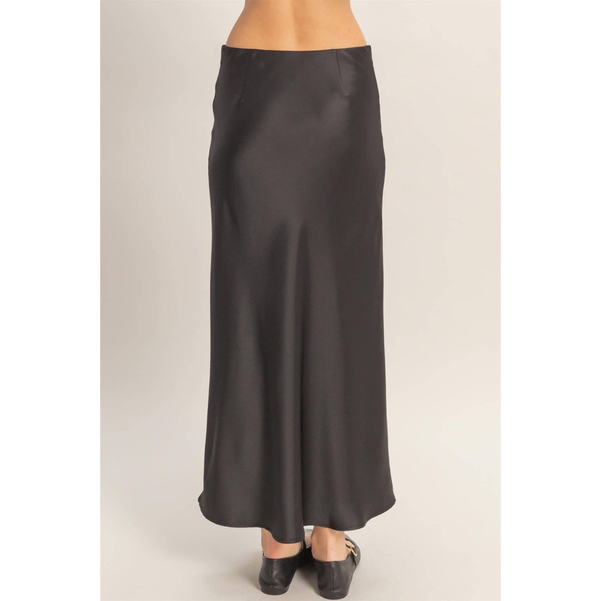 Black Satin Midi Skirt | HYFVE