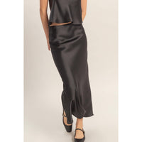 Black Satin Midi Skirt | HYFVE