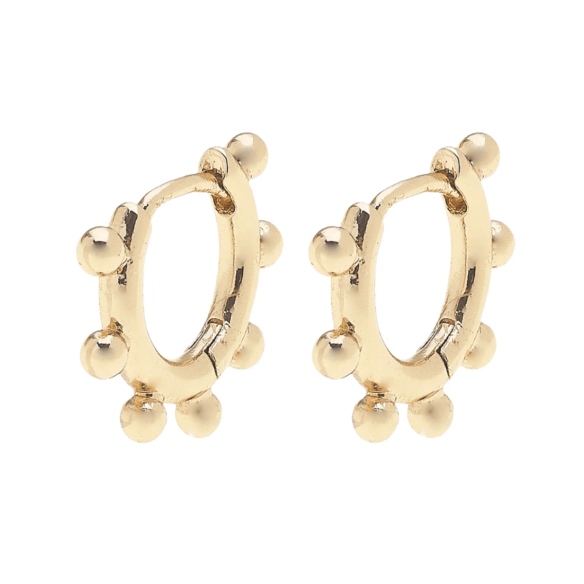 Blakely Studded Mini Huggie Hoop Earrings in Shiny Gold | Canvas Style