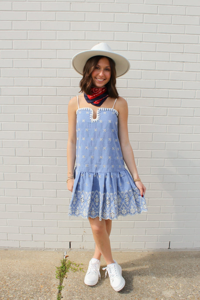 embroidered drop waist dress Blue and White Mini with White Straps Large Size-US:8 Men's Two-piece Linen Pants Hot Summer Hand Wash Cold