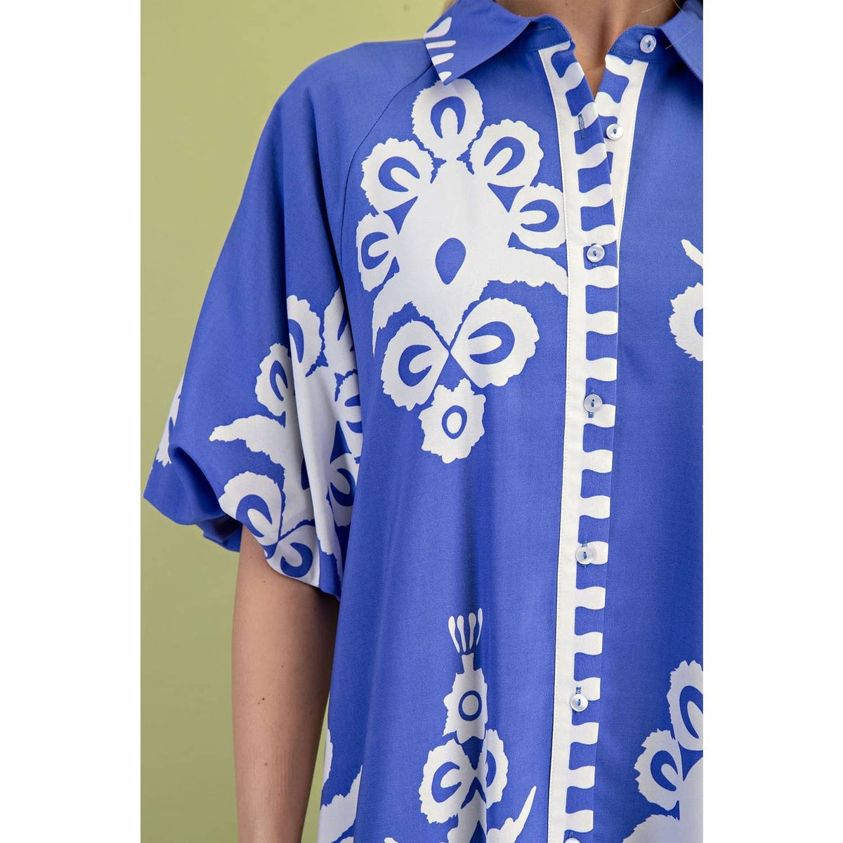 Blue and White Floral Print Mini Dress | STYLE USA