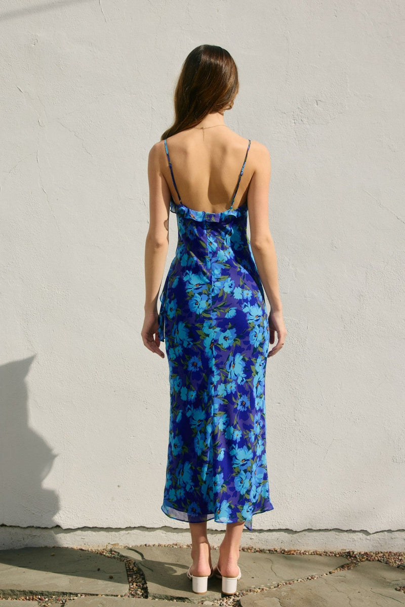 Blue Diamond High Slit Tiered Maxi Dress Small Blue Diamond High Slit Tiered Maxi Dress Small