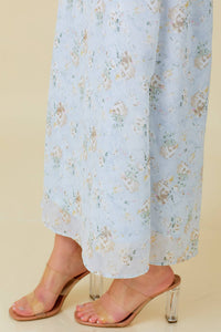 Blue Floral Chiffon Maxi Skirt | Baevely by Wellmade USA
