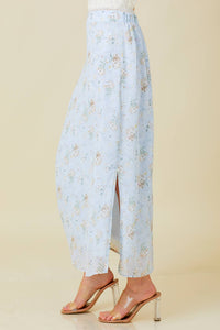 Blue Floral Chiffon Maxi Skirt | Baevely by Wellmade USA
