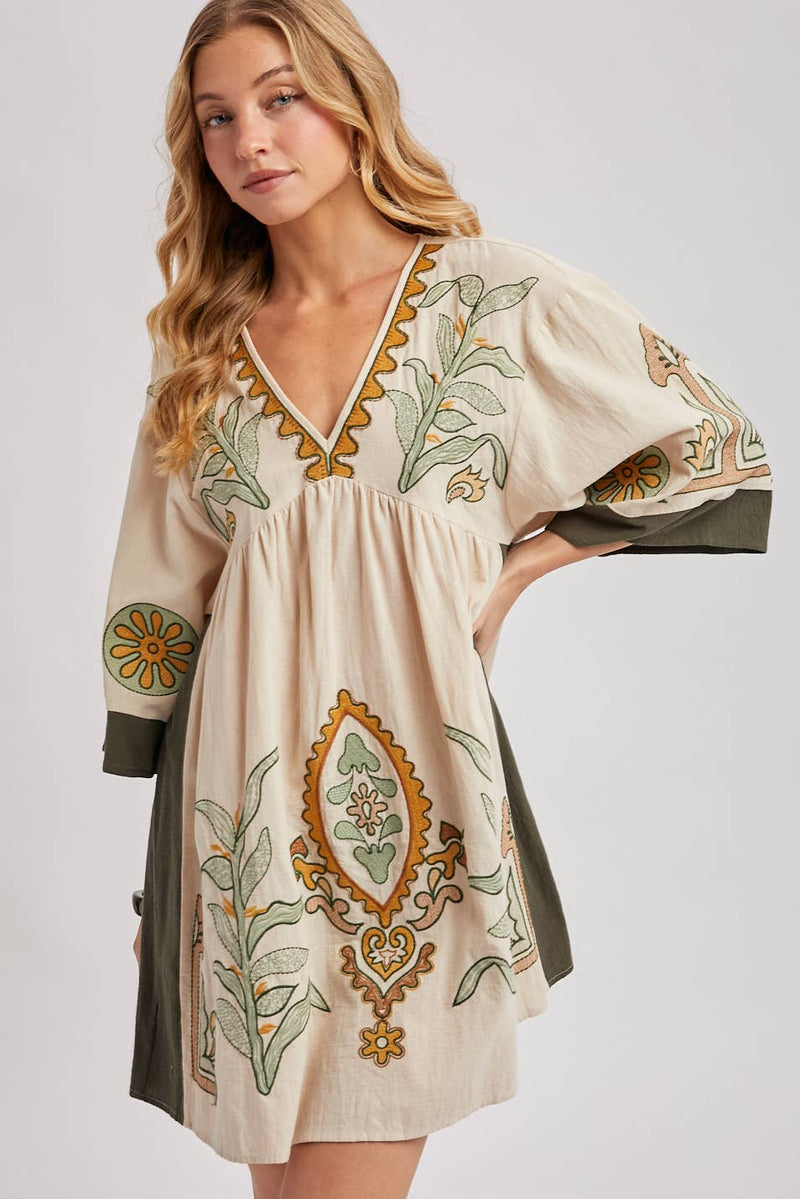 green boho dress with sleeves OLIVE AND TAUPE EMBROIDERED BABYDOLL Small Velvet by Graham & and Maxi Dress color group - brown Color:Dark Purple