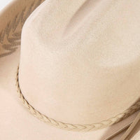 Braided Strap Embroidered Faux Suede Cowboy Hat | Anarchy Street