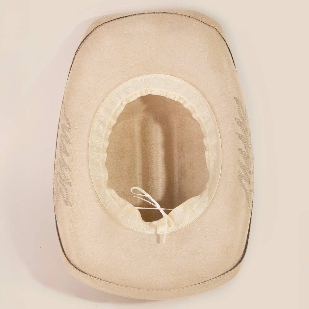 Braided Strap Embroidered Faux Suede Cowboy Hat | Anarchy Street