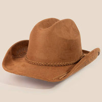 Braided Strap Embroidered Faux Suede Cowboy Hat | Anarchy Street