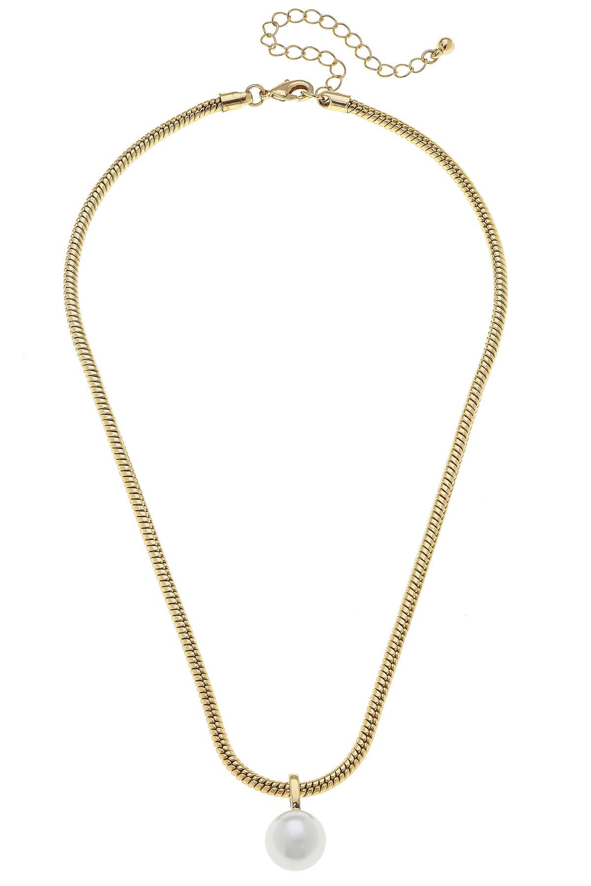 Brooklyn Pearl Pendant Necklace in Ivory & Worn Gold | Canvas Style