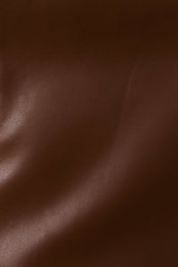 BROWN SCOOPED NECK SLEEVELESS DROP WAIST FAUX LEATHER MIDI DRESS | Sunday Edition by LE LIS
