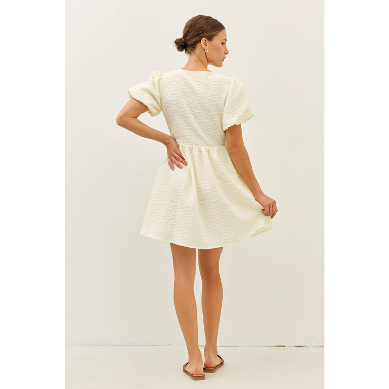 kesy bow tie mini dress BUBBLE TEXTURED BOW TIE FRONT MINI DRESS
